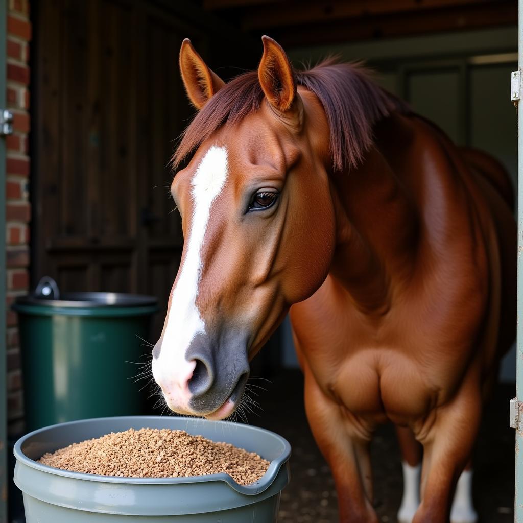 Horse Enjoying Purina Ultium Horse Feed