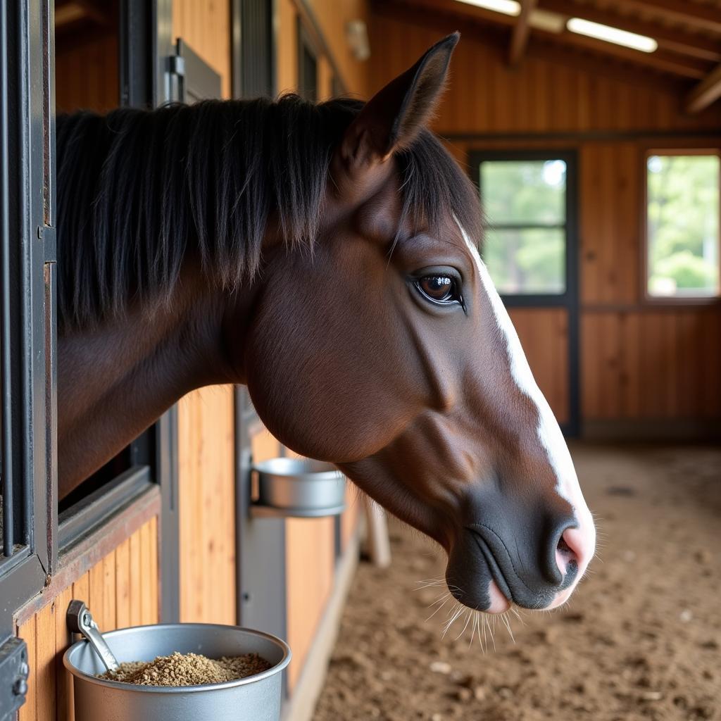 A horse enjoying Sentinel feed