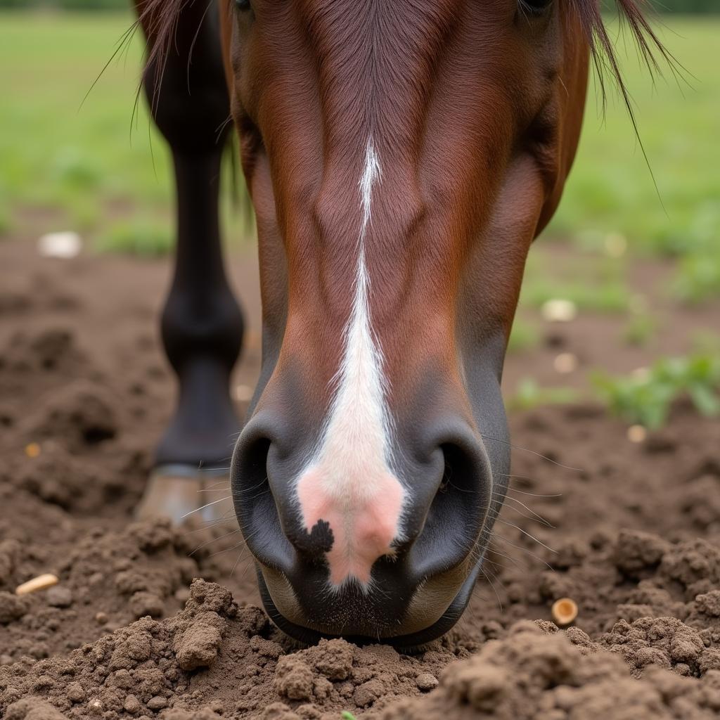 Horse Eating Soil Due to Mineral Deficiency