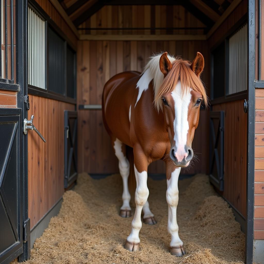 Horse Enjoying a Clean Stall