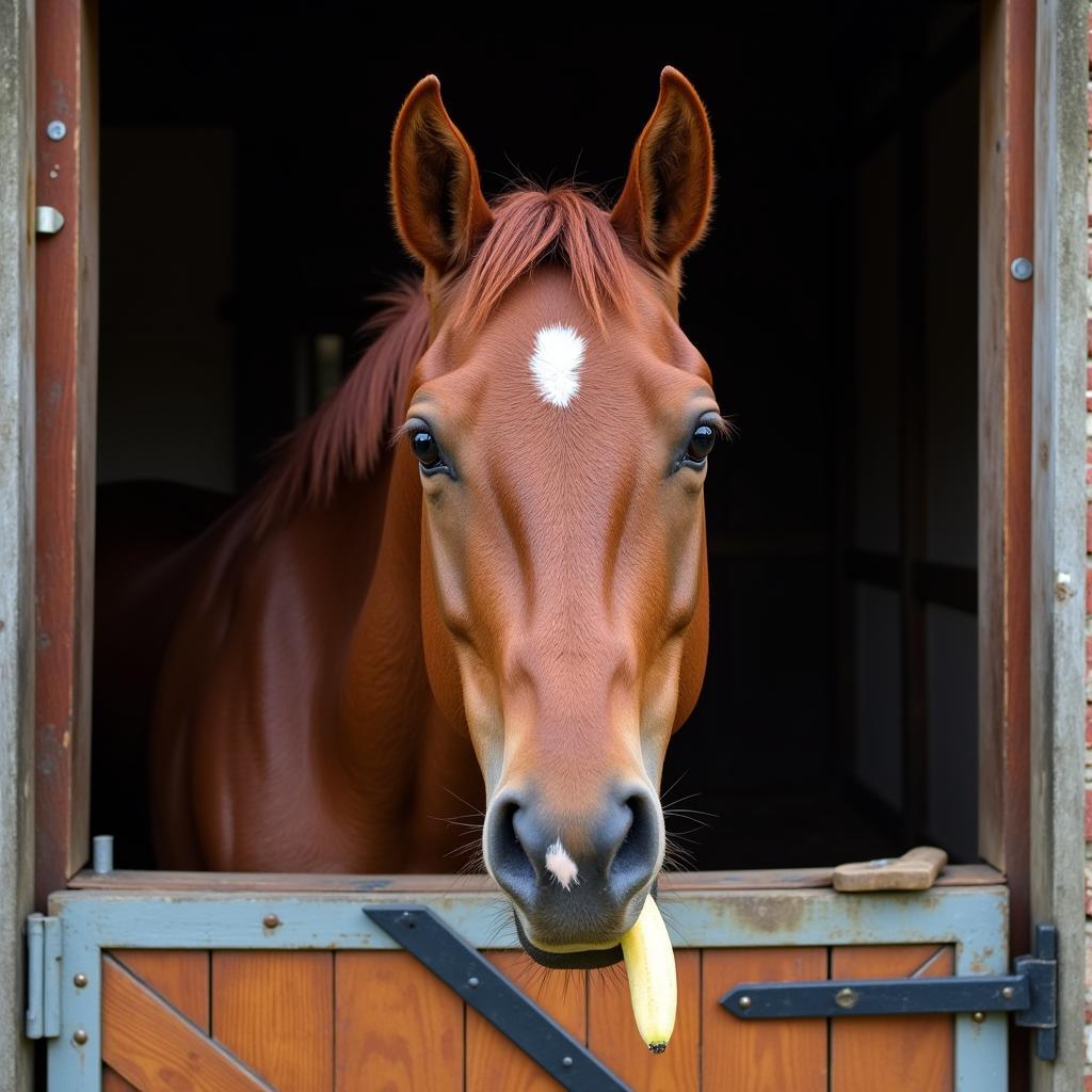 Horse Enjoying Banana Treats