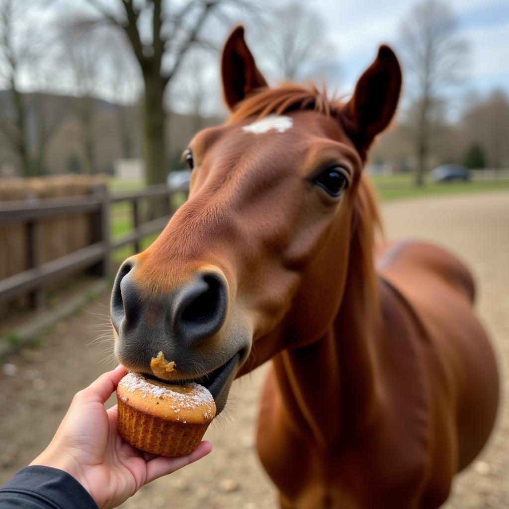 Horse Eating a German Horse Muffin