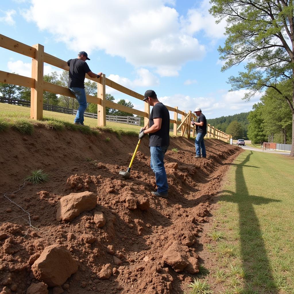 Installing a horse fence on a sloped terrain