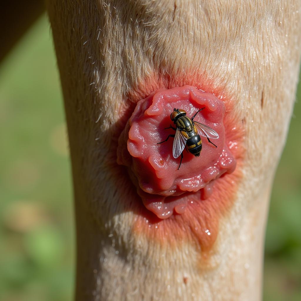 Horse Fly Bite on Horse Leg