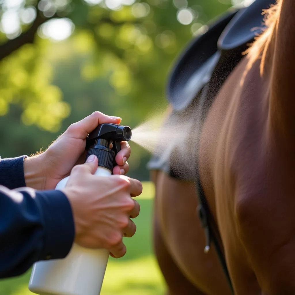 Applying Horse Fly Spray