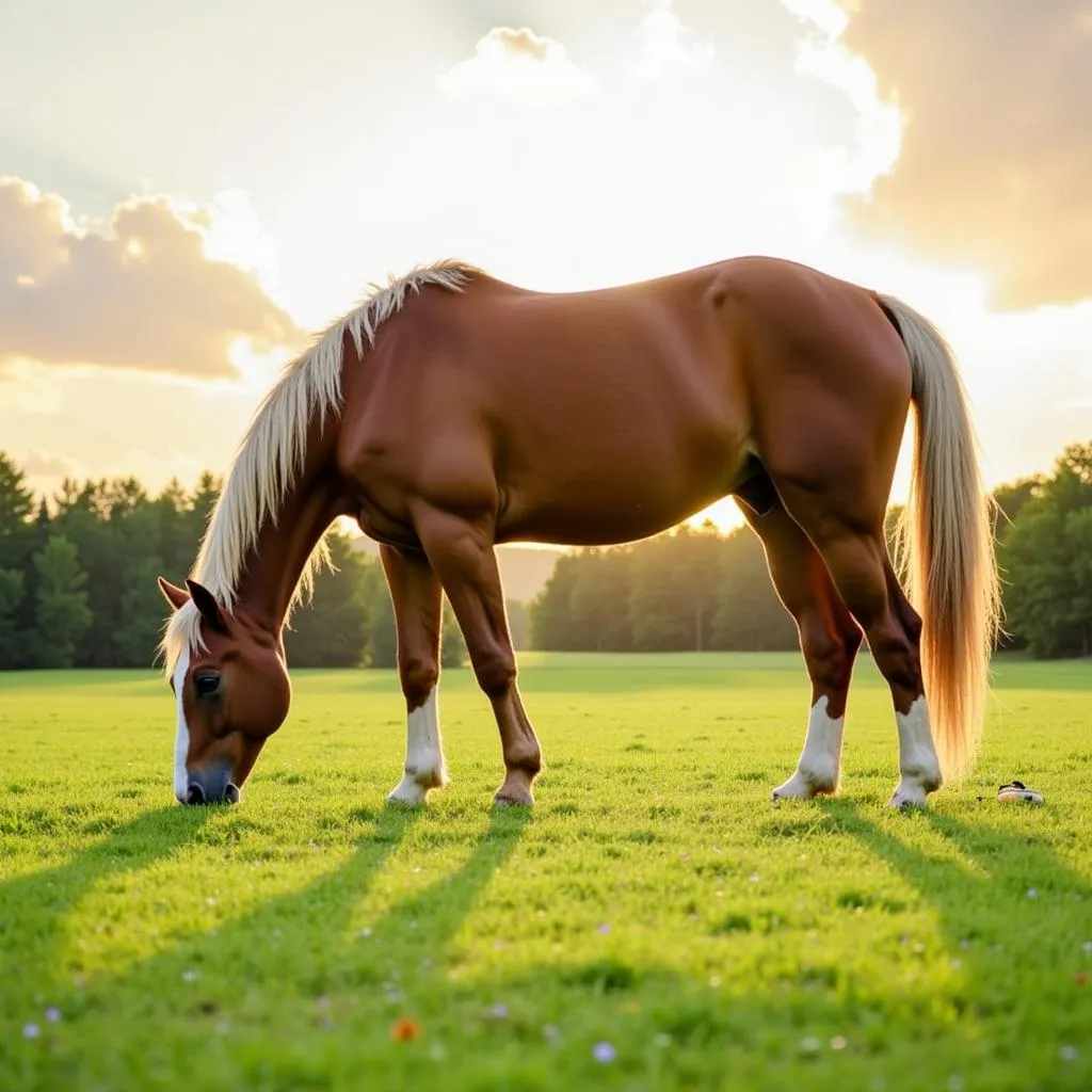 Horse grazing fly-free