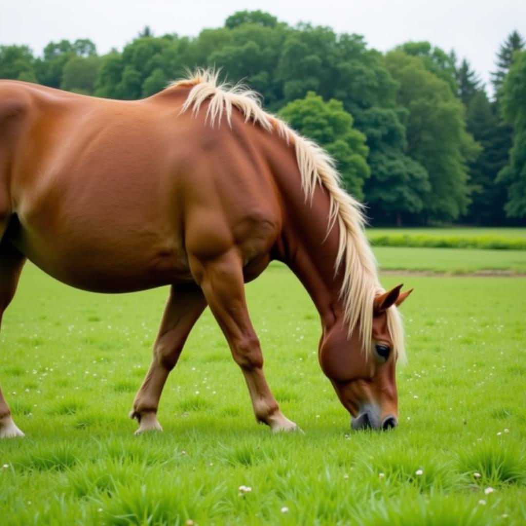 Horse Grazing Peacefully in a Pasture