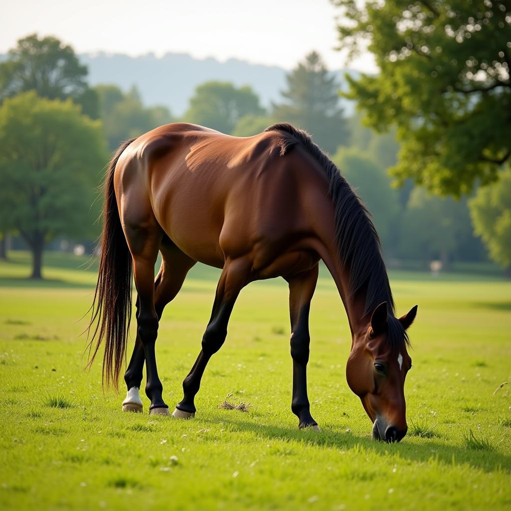 Horse Grazing in Pasture