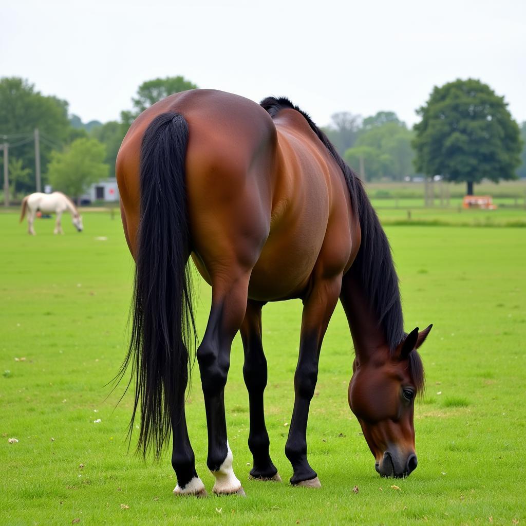 Horse Grazing Peacefully in Pasture