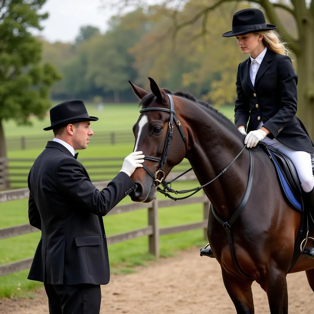 Horse and Groom at a equestrian competition in Bourton-on-the-Hill