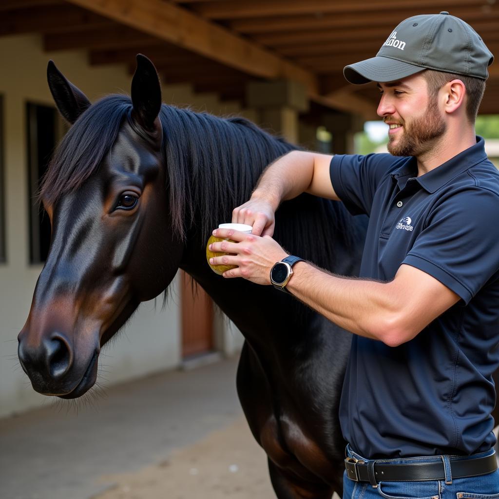 Grooming a Horse with Coconut Oil