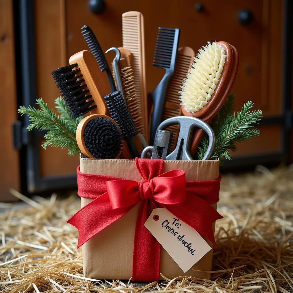 Horse grooming kit as Christmas gift