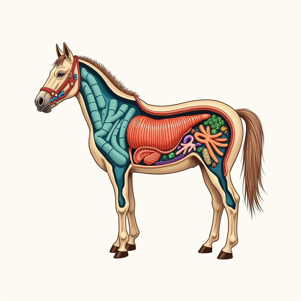 Horse gut health illustration