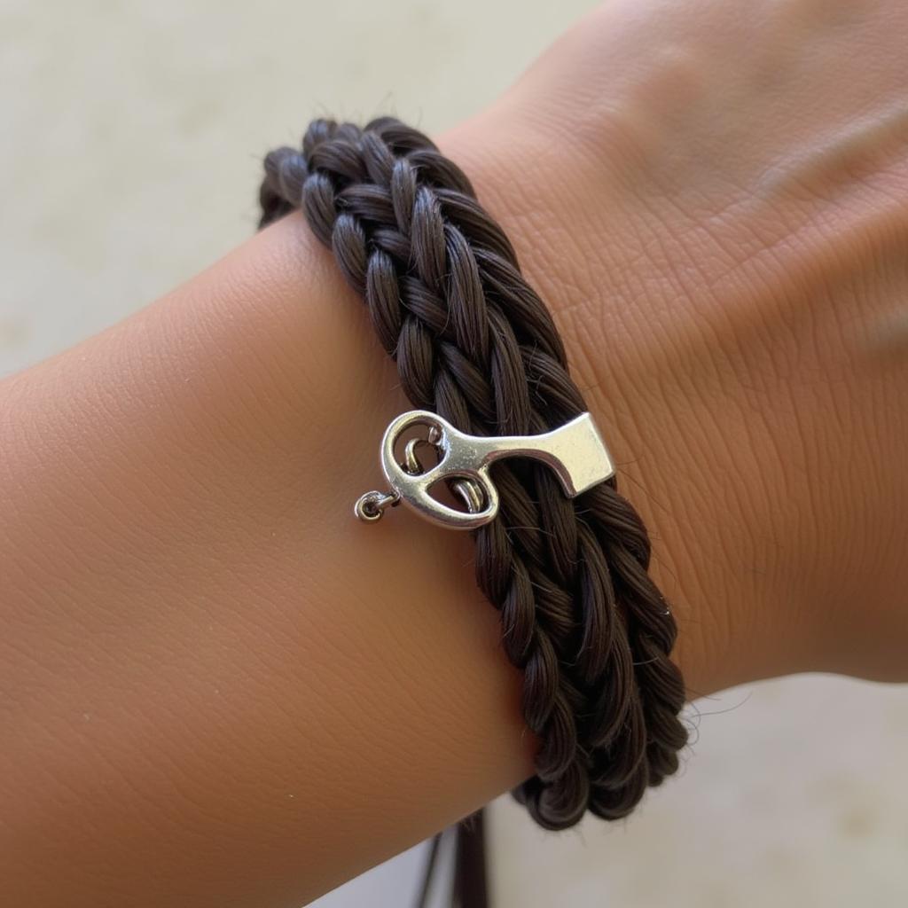 Horse Hair Bracelet with Silver Charm