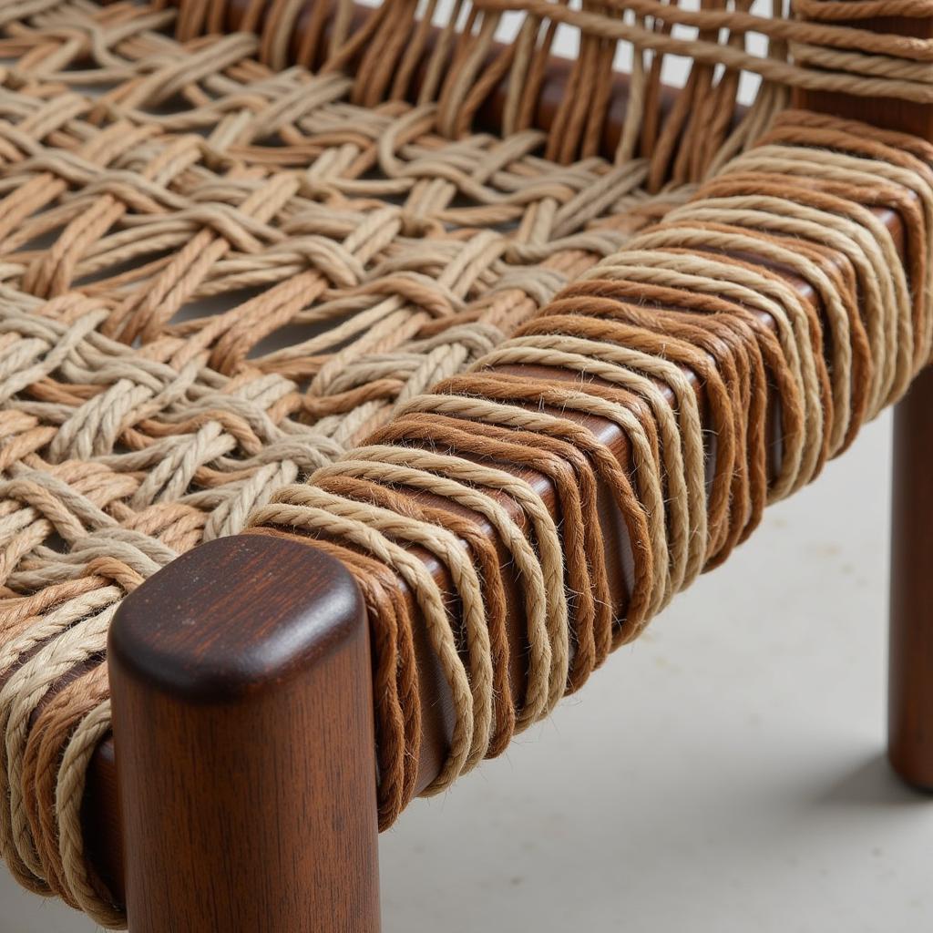 Antique-style horse hair chair with intricate weaving