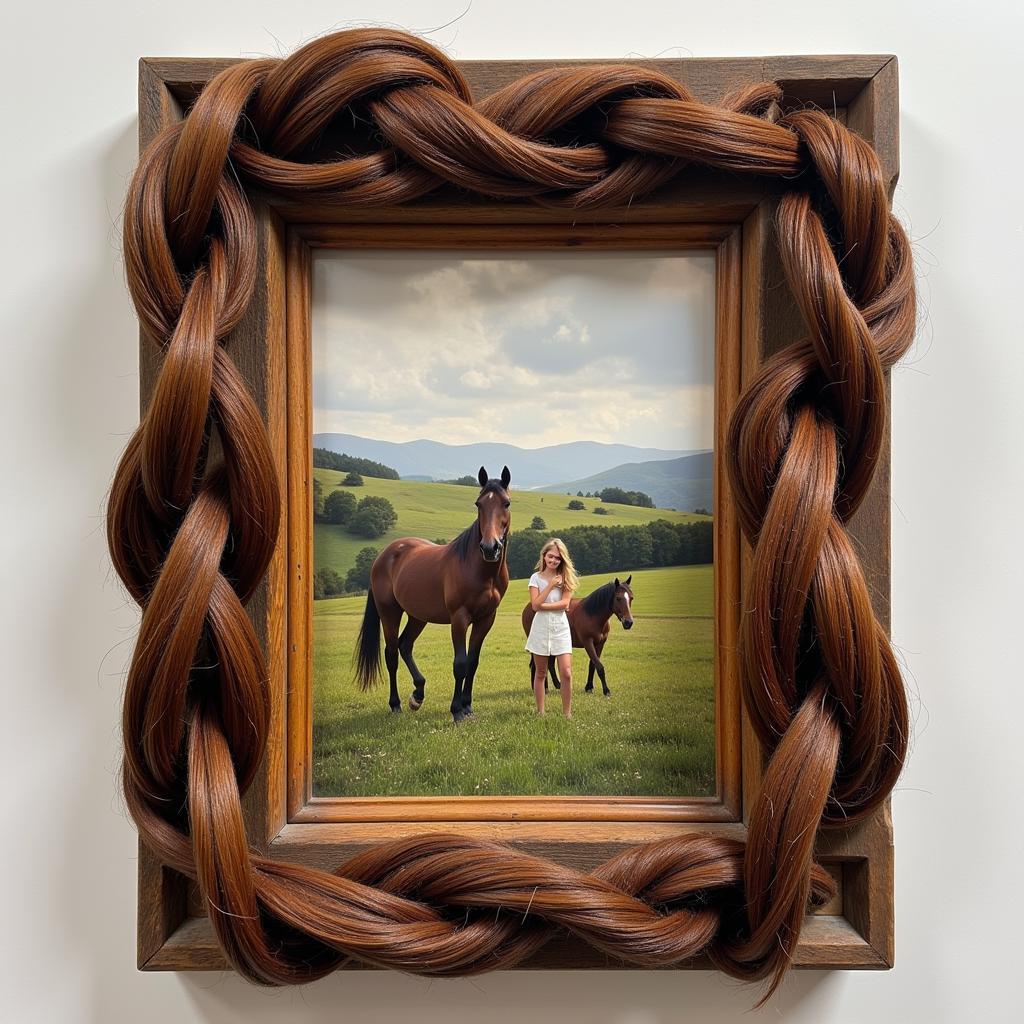 Horse Hair Picture Frame with Landscape Photo