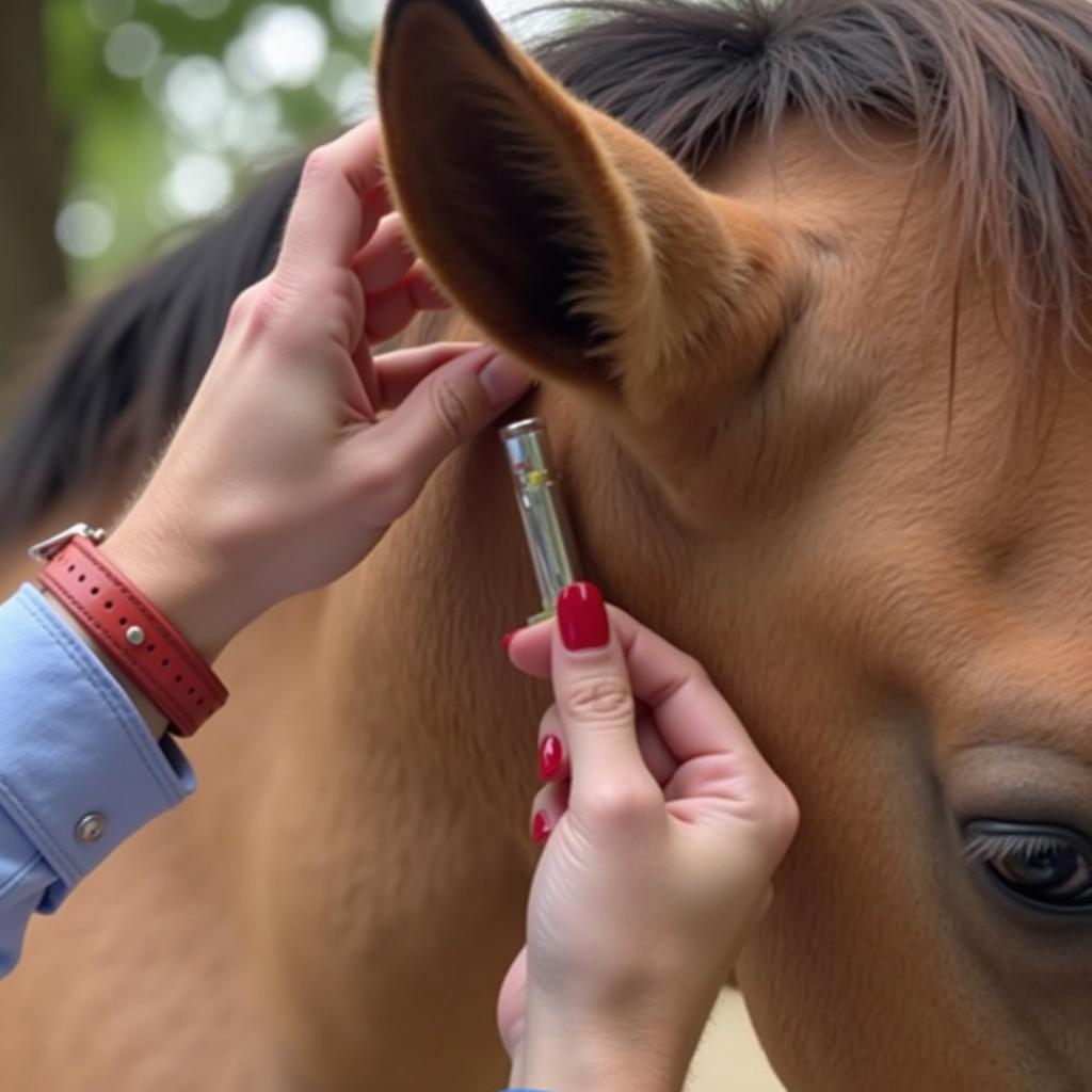 Examining a Horse's Ears for Signs of Infection