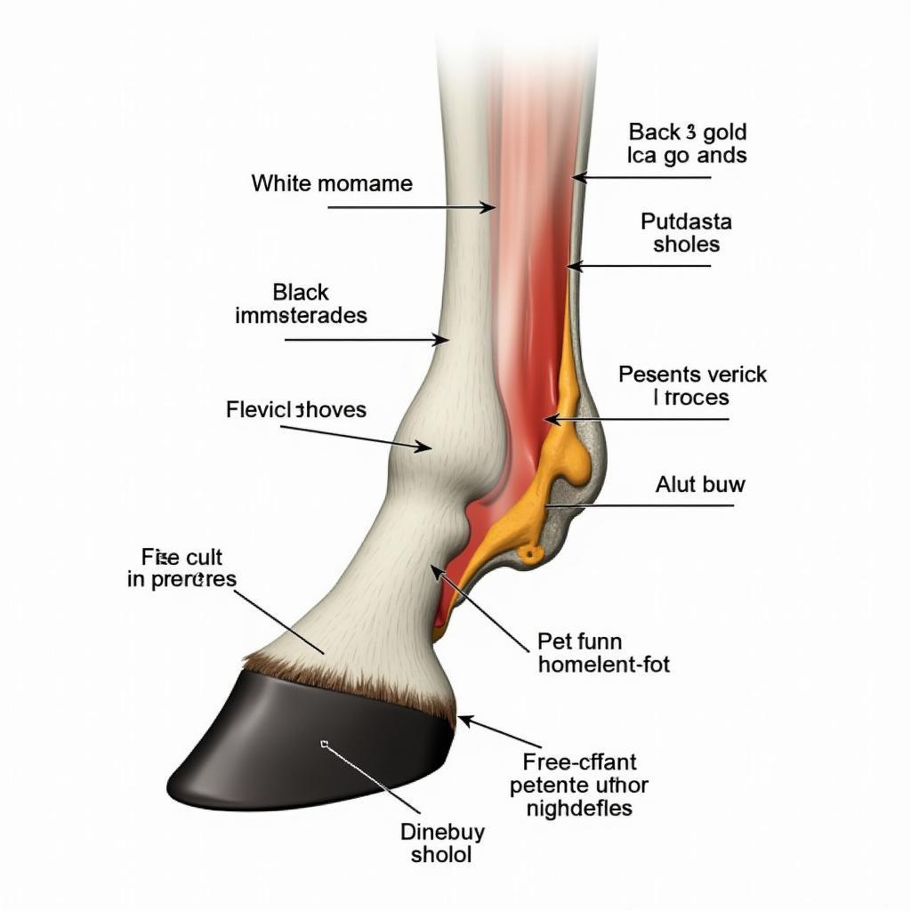 Cross-section diagram of a horse hoof illustrating pigmentation differences