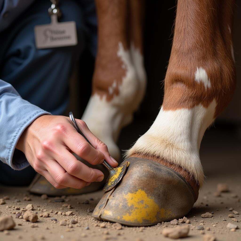  Applying Venice Turpentine to a Horse's Hoof