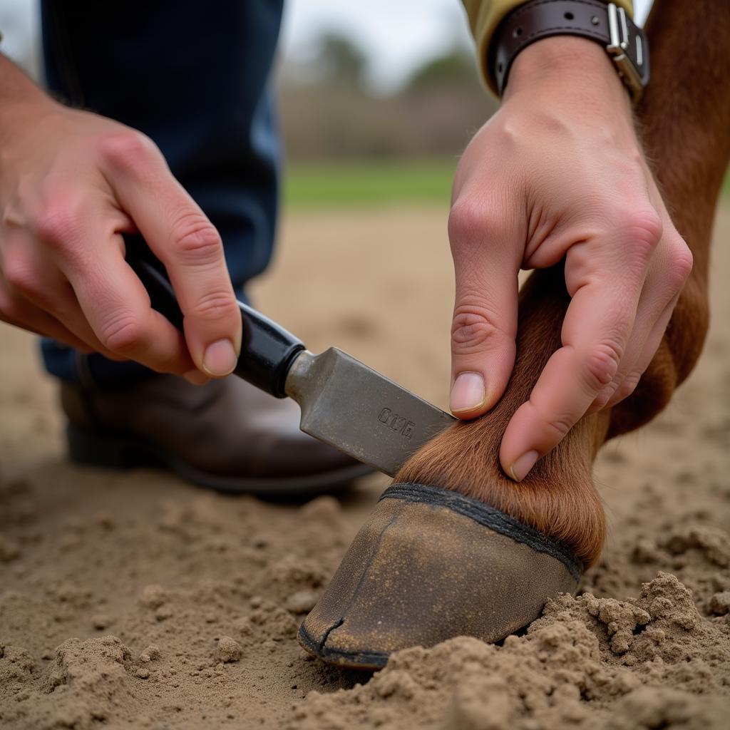 Trimming a Horse Hoof