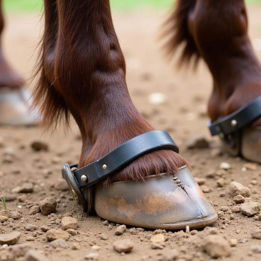 Horse Hoof with Securely Fitted Shoe Clips