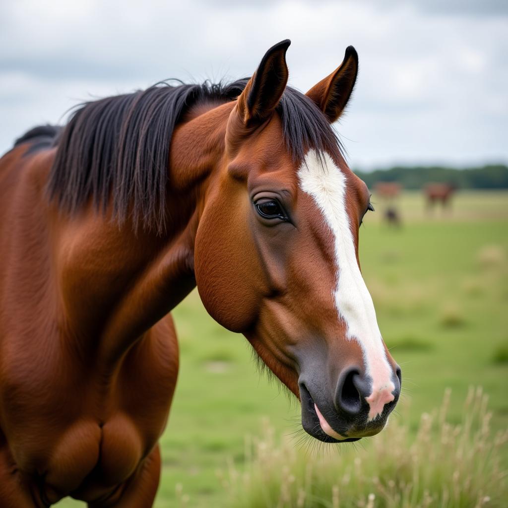 Horse showing signs of iron deficiency: lethargy and pale gums