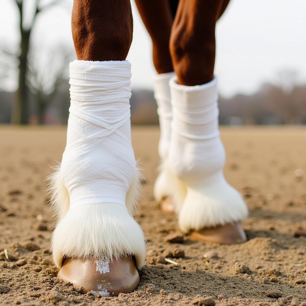 Horse Leg Bandaged After IBH Salve Application