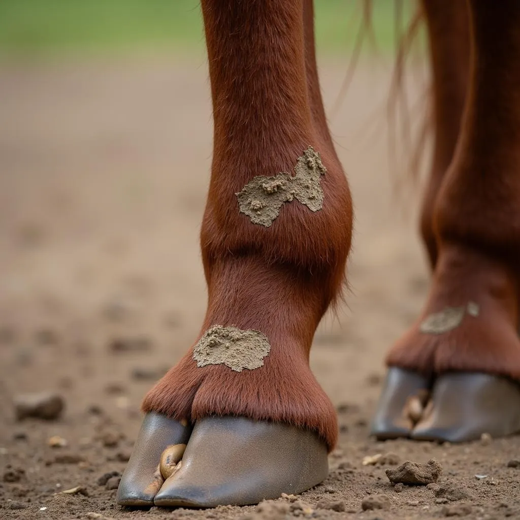 Scratches on horse legs