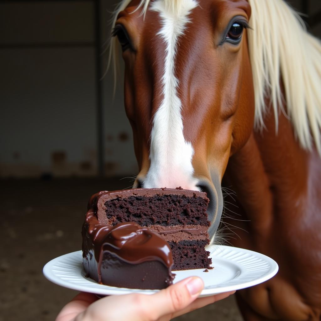 Horse Looking Longingly at Chocolate Cake