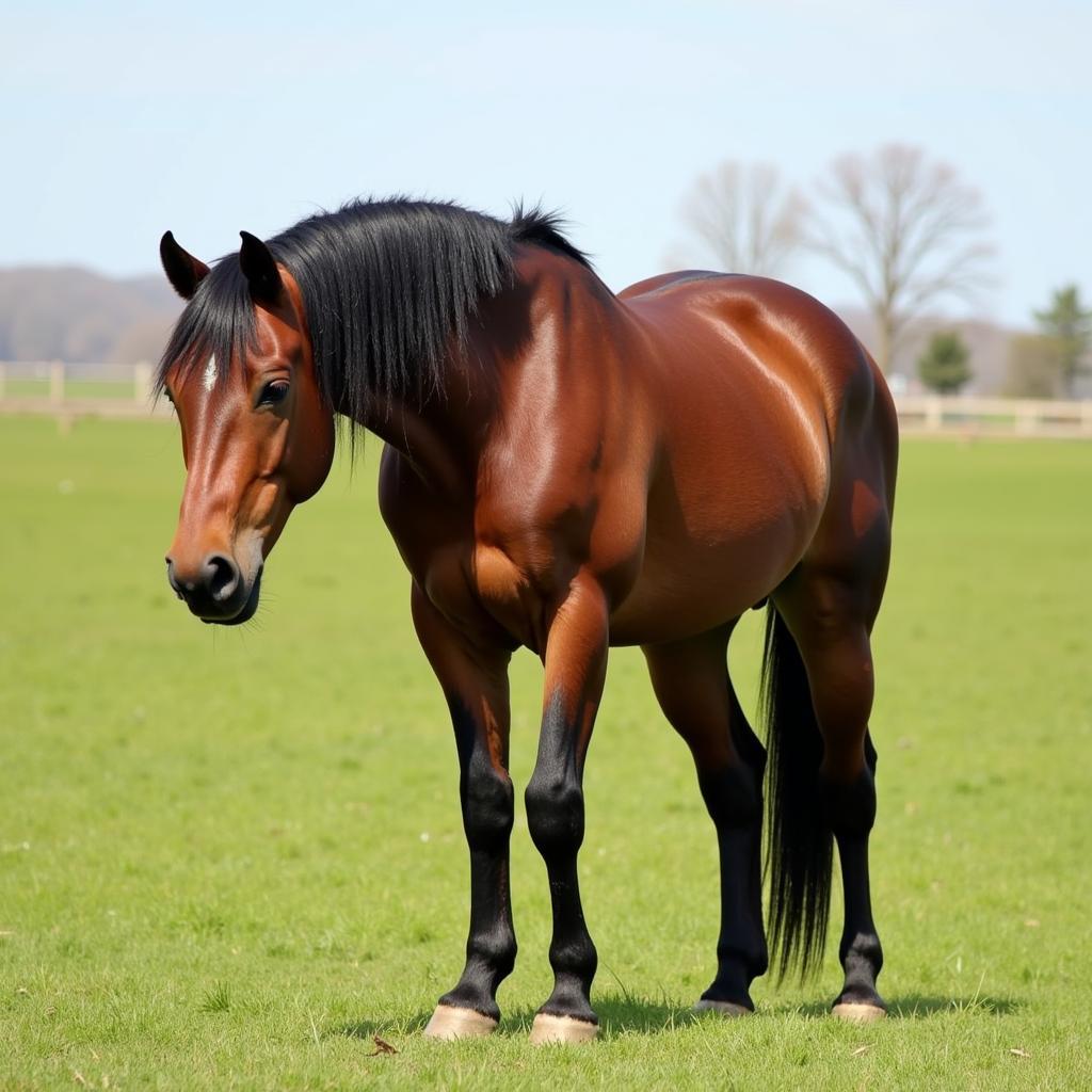 Horse masturbating in a field