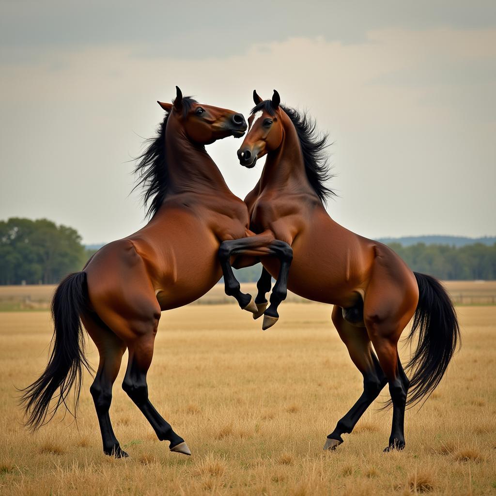 Horse Mating Process: Stallion Mounting a Mare