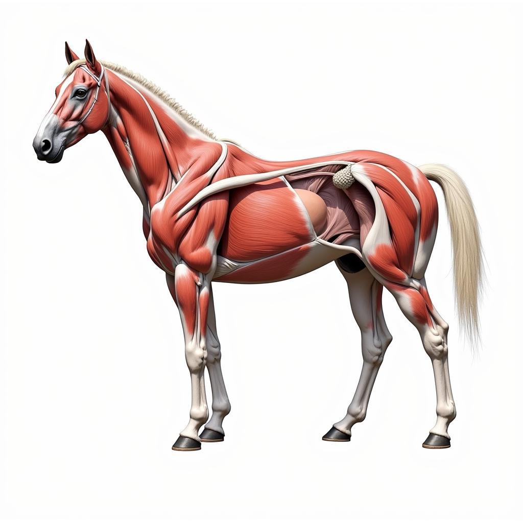 Equine muscle anatomy chart highlighting key muscle groups