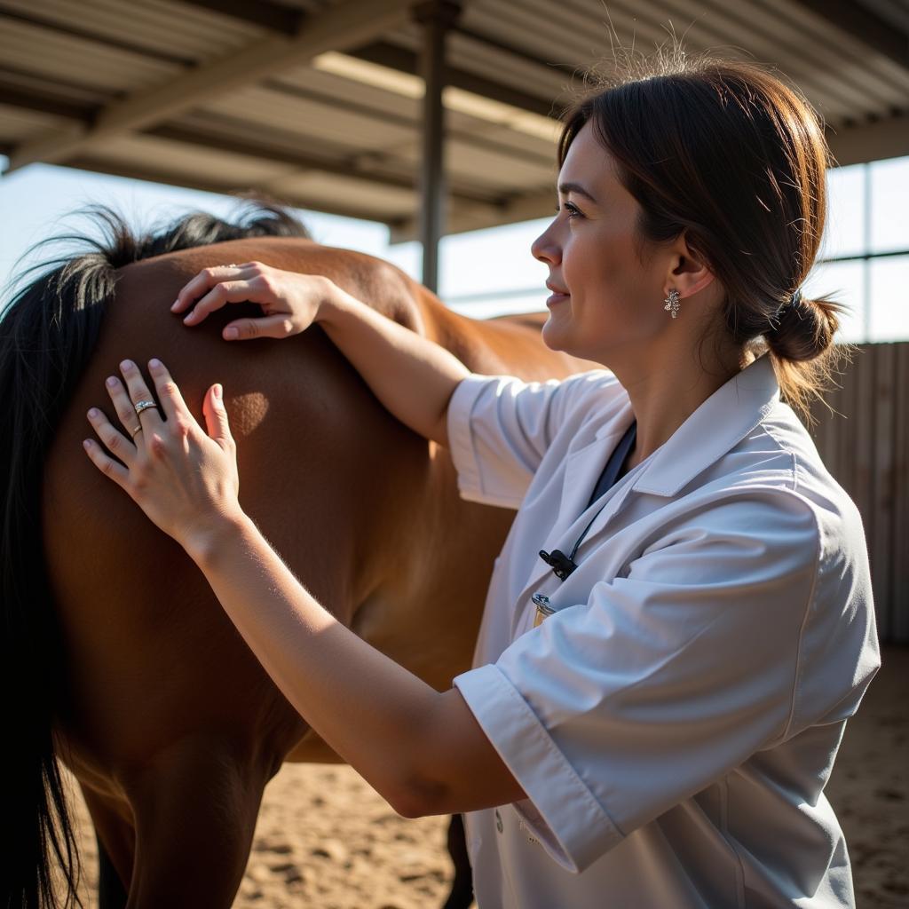 Veterinarian Examining a Horse for Muscle Relaxant