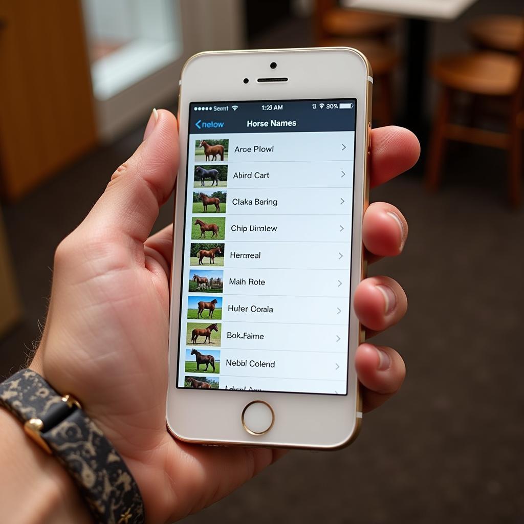 Various horse name suggestions displayed on a mobile phone