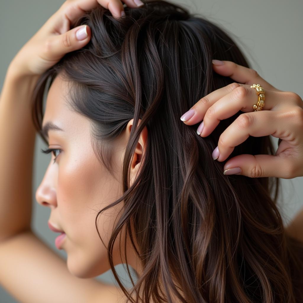 woman-applying-horse-oil-to-hair