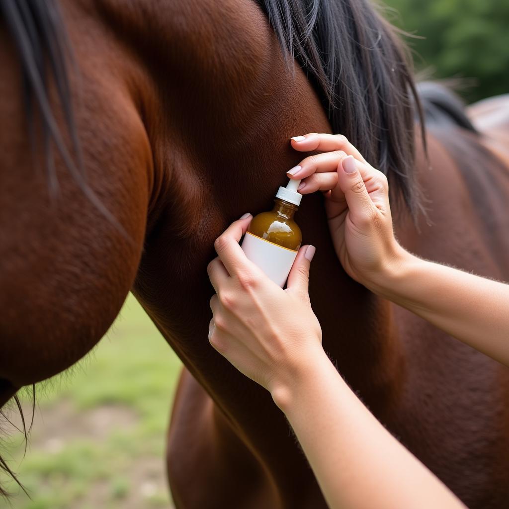 Applying Horse Oil Conditioner