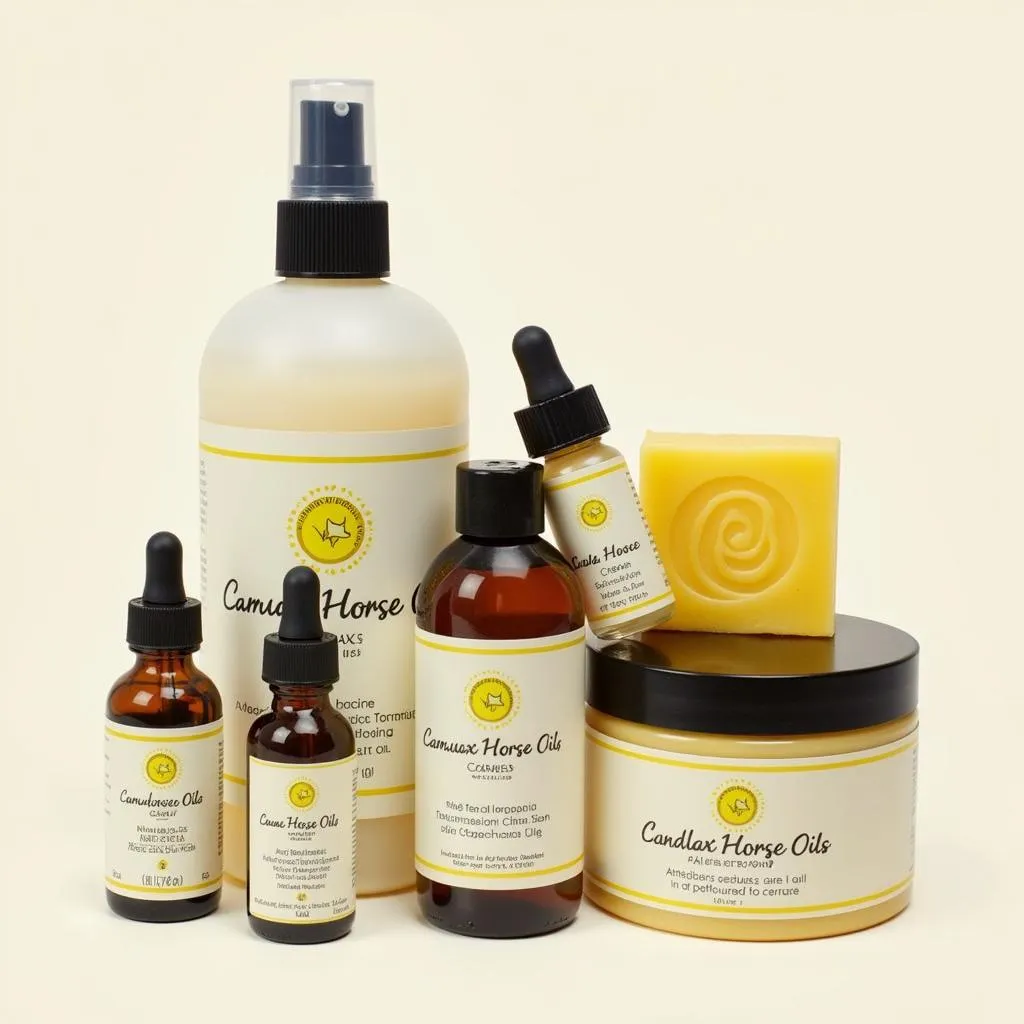 Horse Oil Skincare Products Displayed