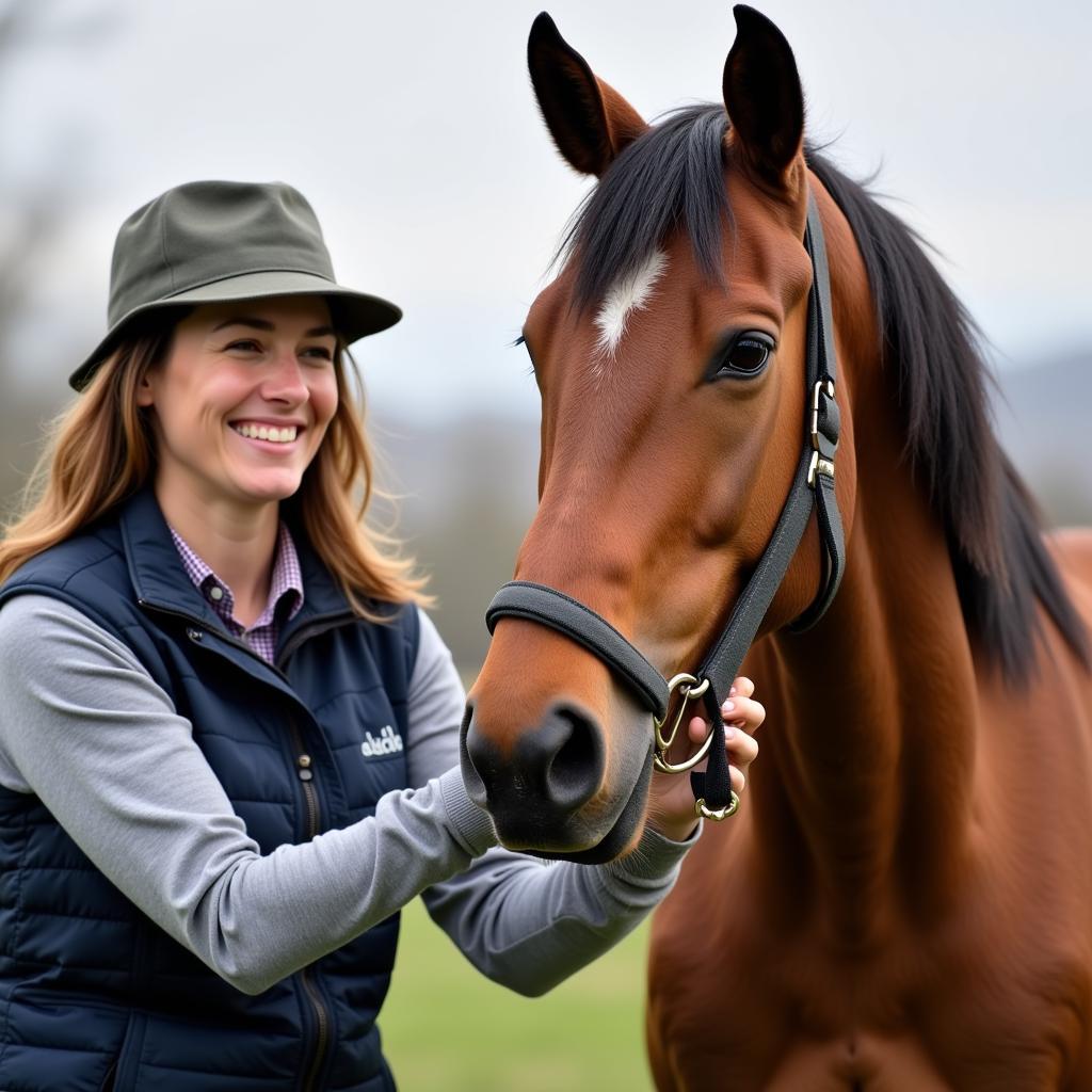 Horse Owner Giving a Scratch to a Horse