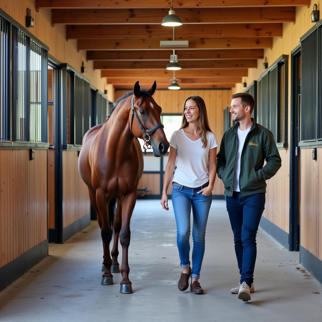 Horse Owner Touring a Boarding Facility in San Luis Obispo 