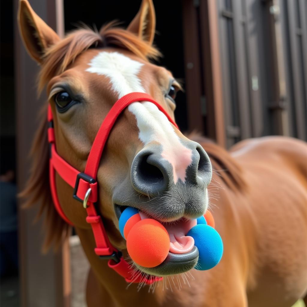 Horse Pacifier Stall Toy in Action