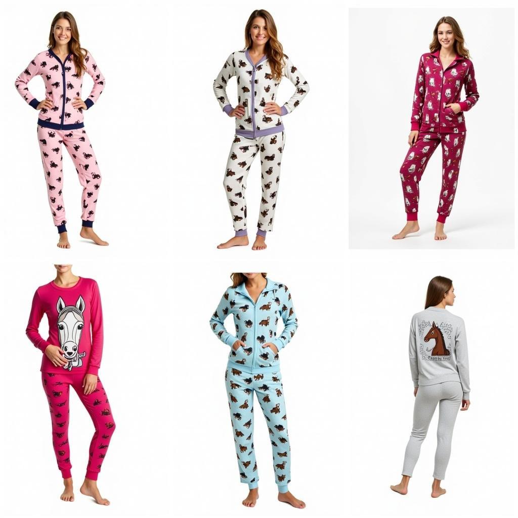 Various styles of horse pajamas for ladies