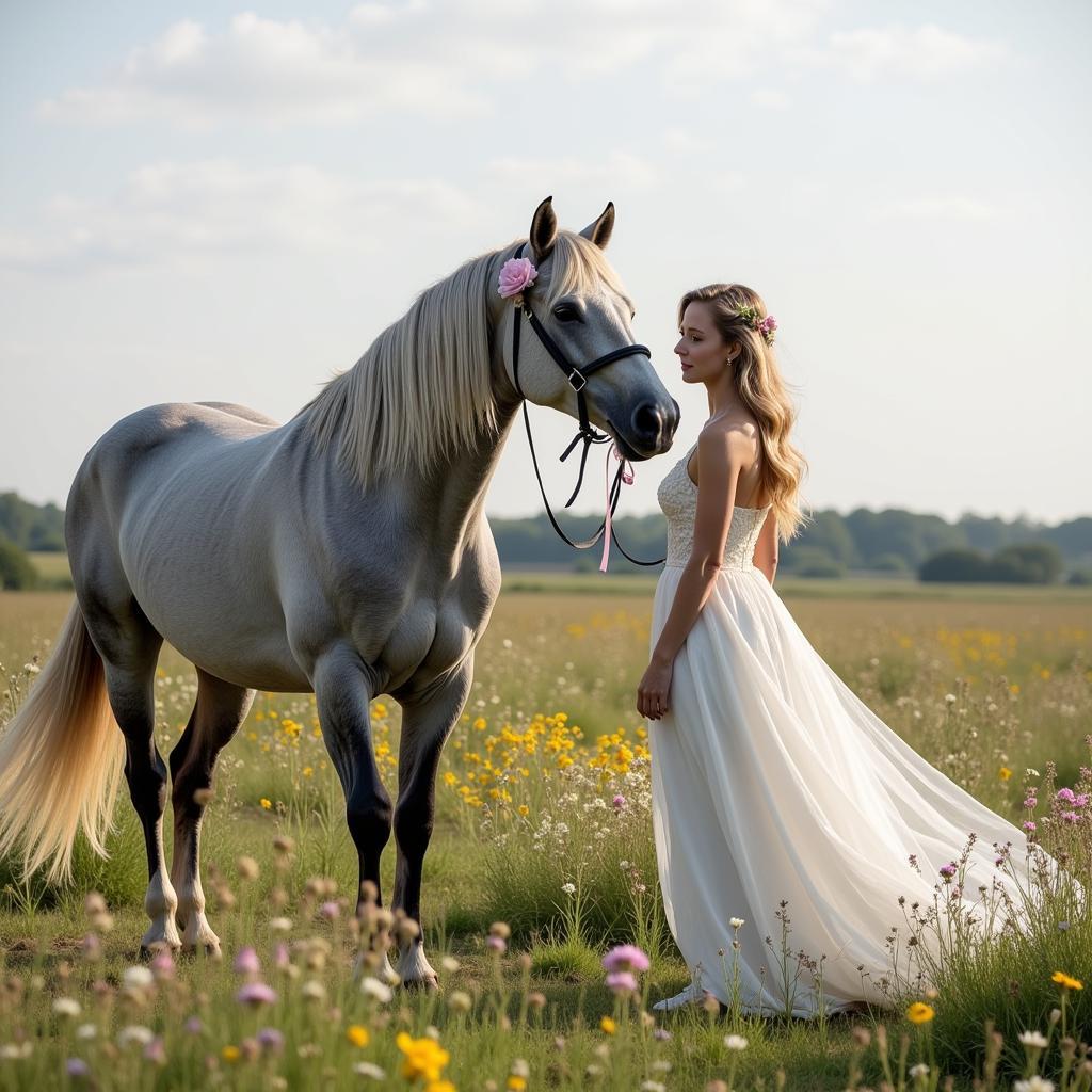 horse and rider in a fantasy photoshoot