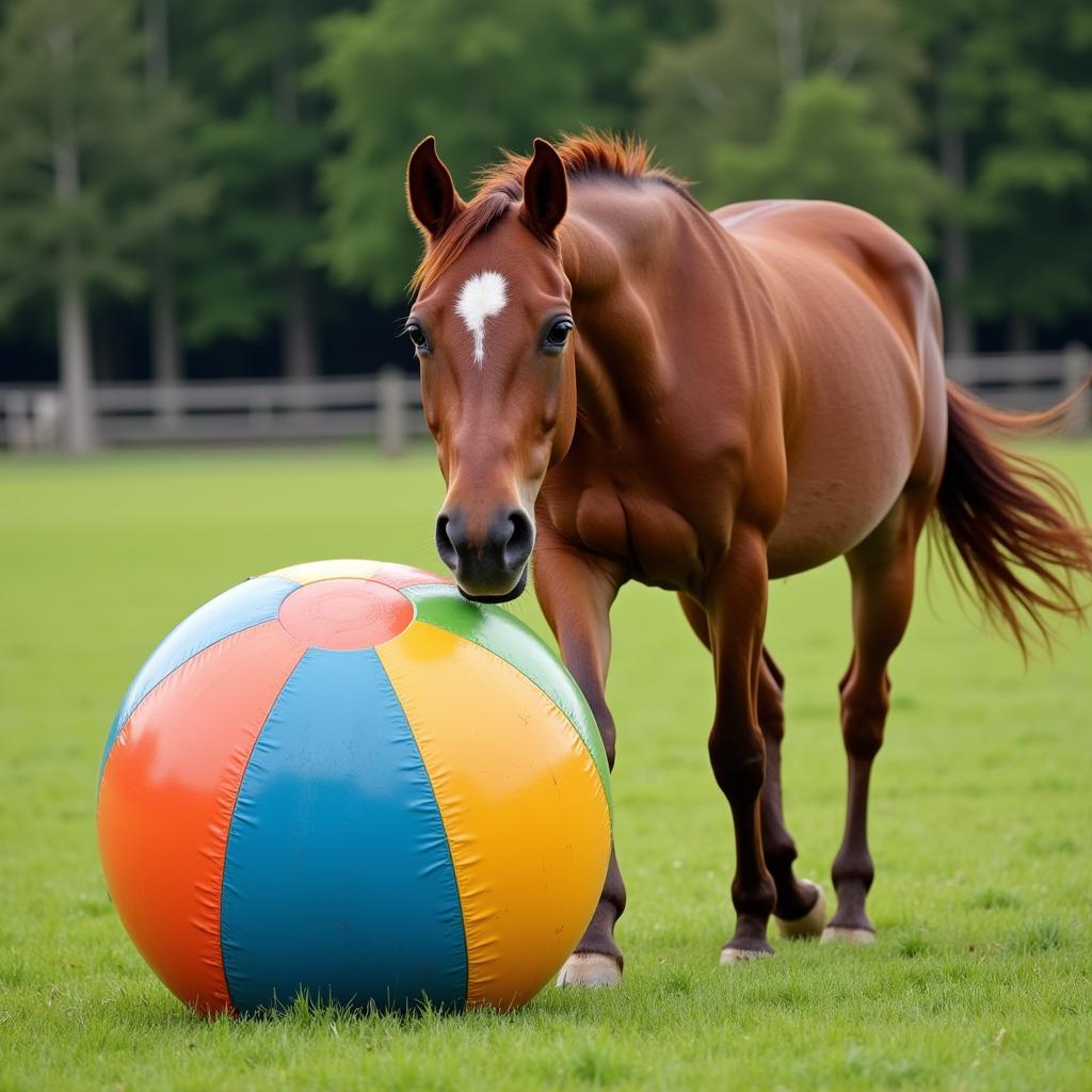 Horse Enjoying a Jolly Ball