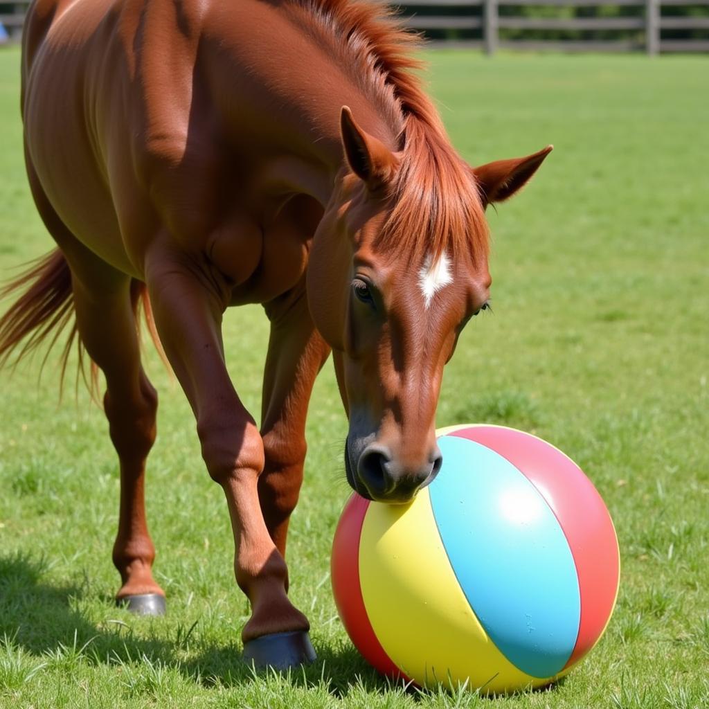 Horse Playing with Toy Ball