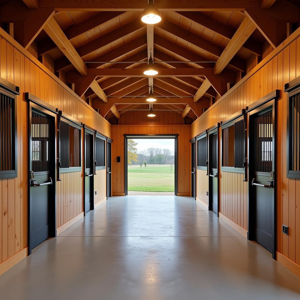 Horse-Friendly Interior of a Pole Barn