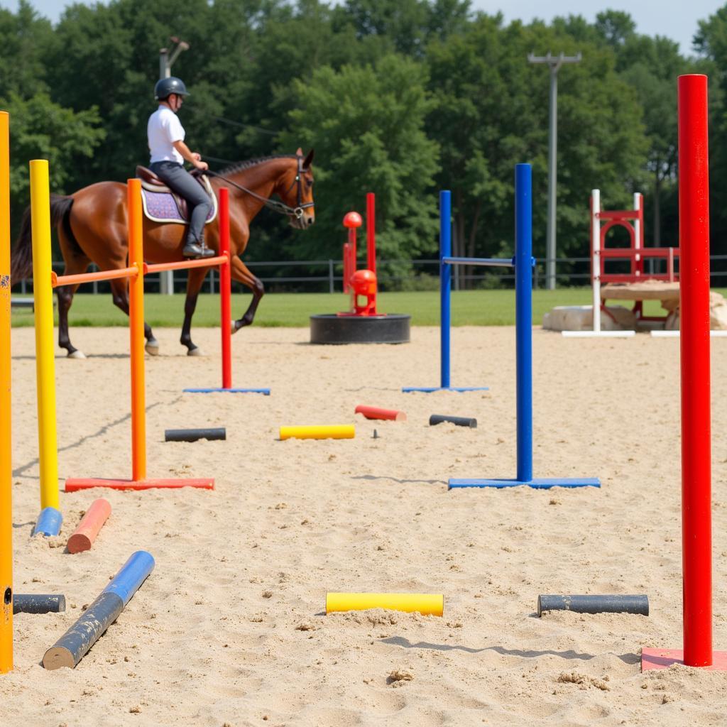 Horse Poles in a Training Arena