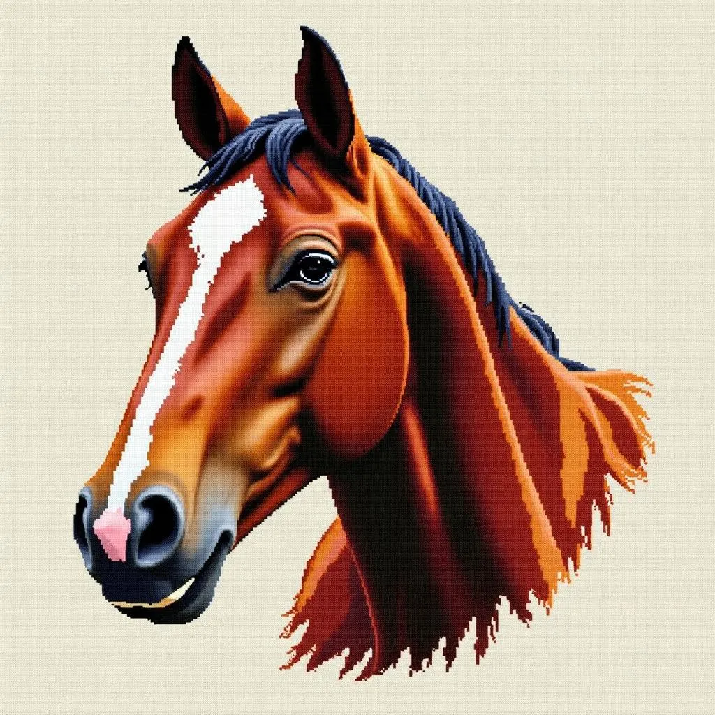 Cross Stitch Realistic Horse Portrait Pattern