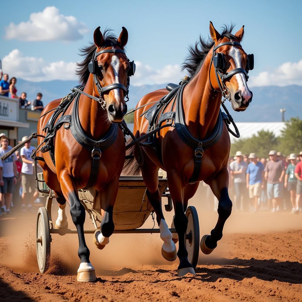 Draft Horse Team Competing in a Horse Pull