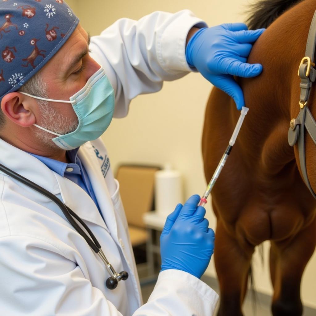 Administering Botulism Vaccine to Horse