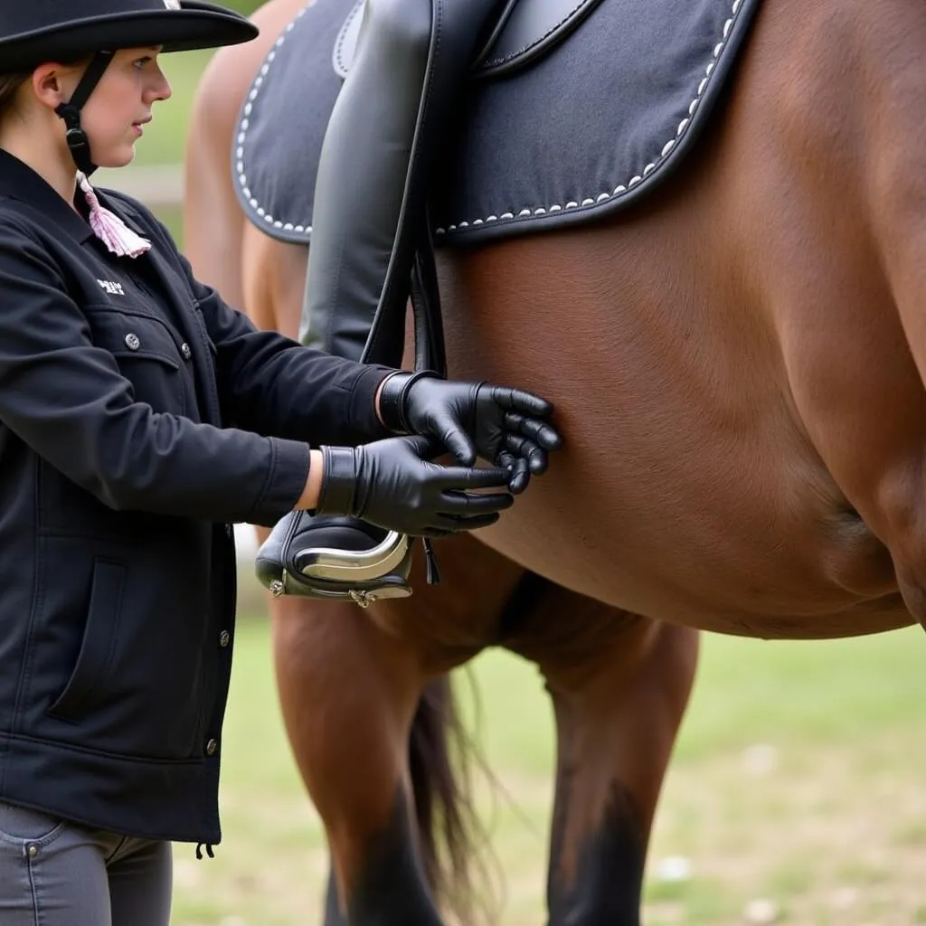 Horse Rider Adjusting Gloves